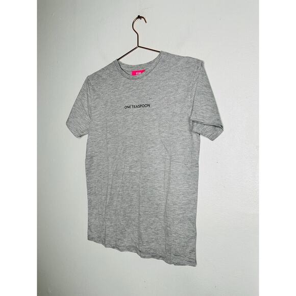 ONE TEASPOON Grey Marl Logo Crewneck Short Sleeve T-shirt NWT Size XXS - Picture 2 of 6